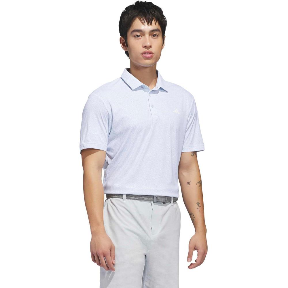 image:imageadidas Mens Ultimate365 Feather Print Polo ShirtWhite Crystal Sky