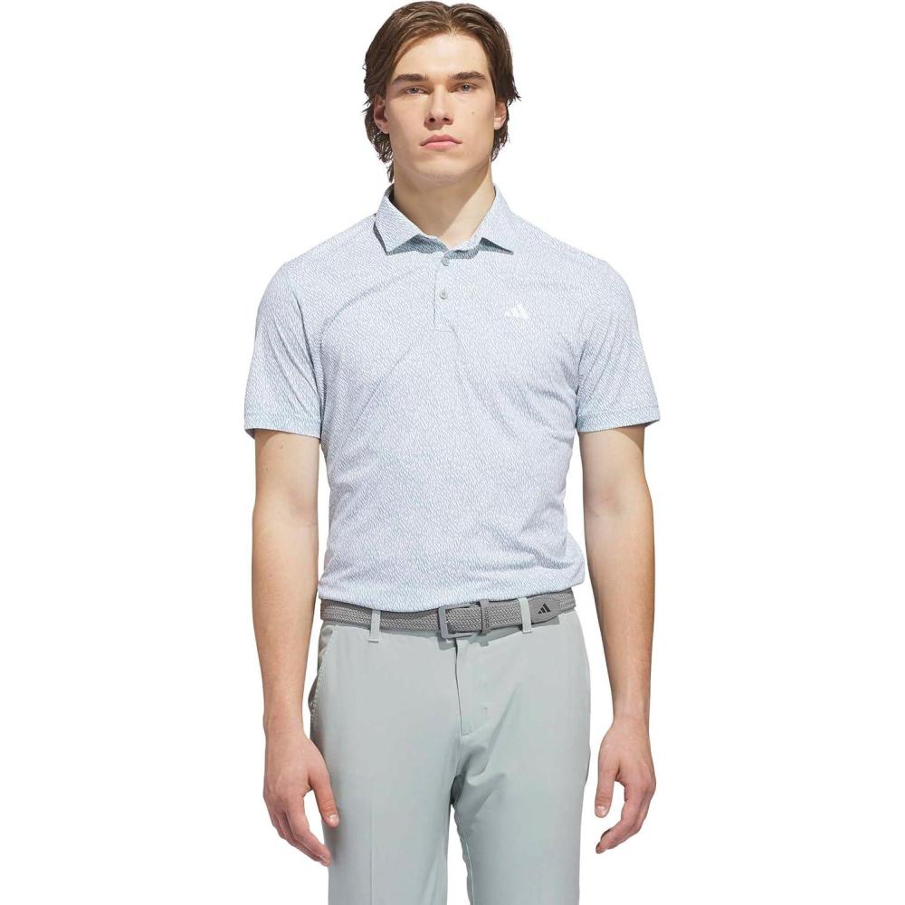 image:imageadidas Mens Ultimate365 Feather Print Polo ShirtWhite Wonder Sage