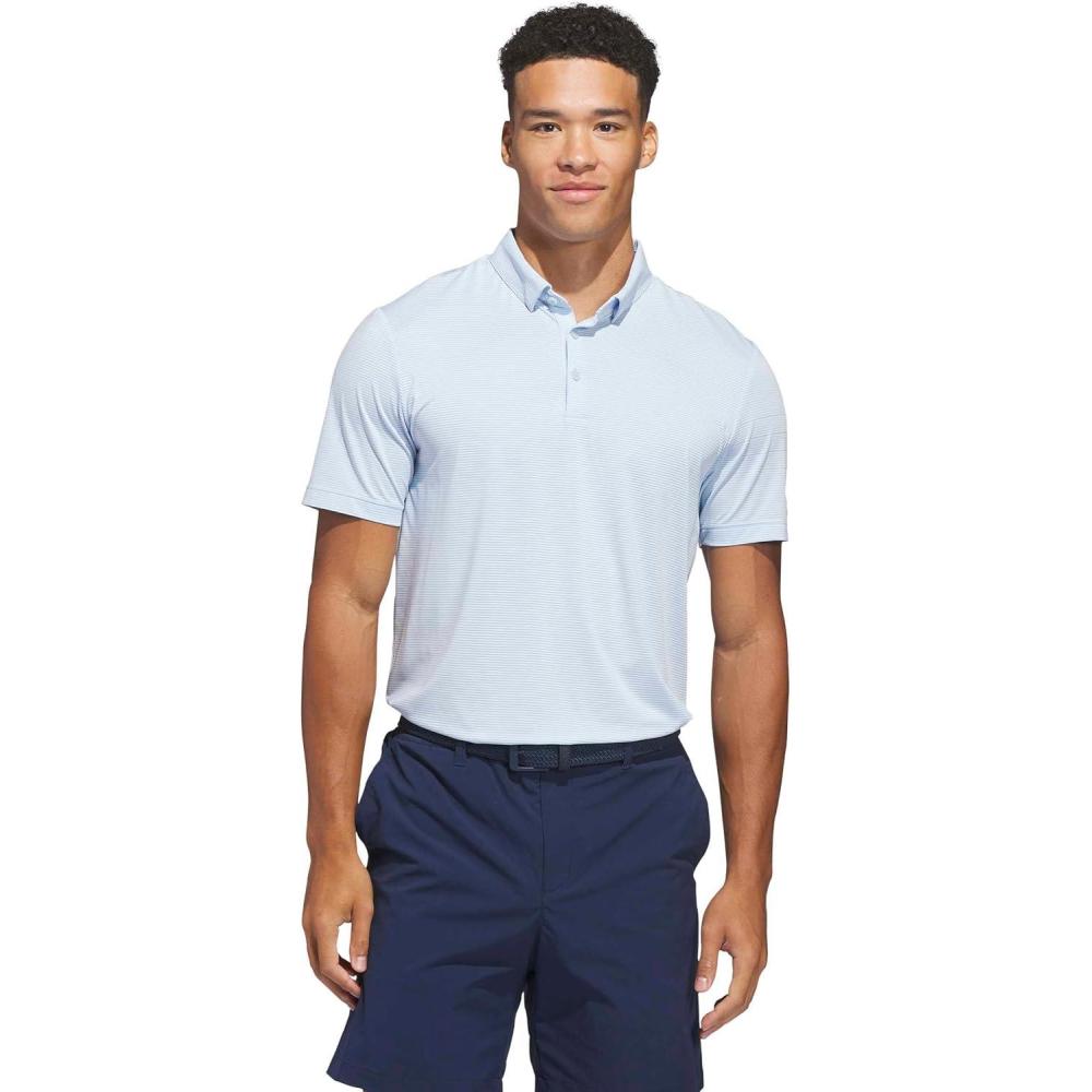 image:imageadidas Mens Ultimate365 Pencil Stripe Climacool Polo ShirtCrystal Sky Lucid Ray Blue
