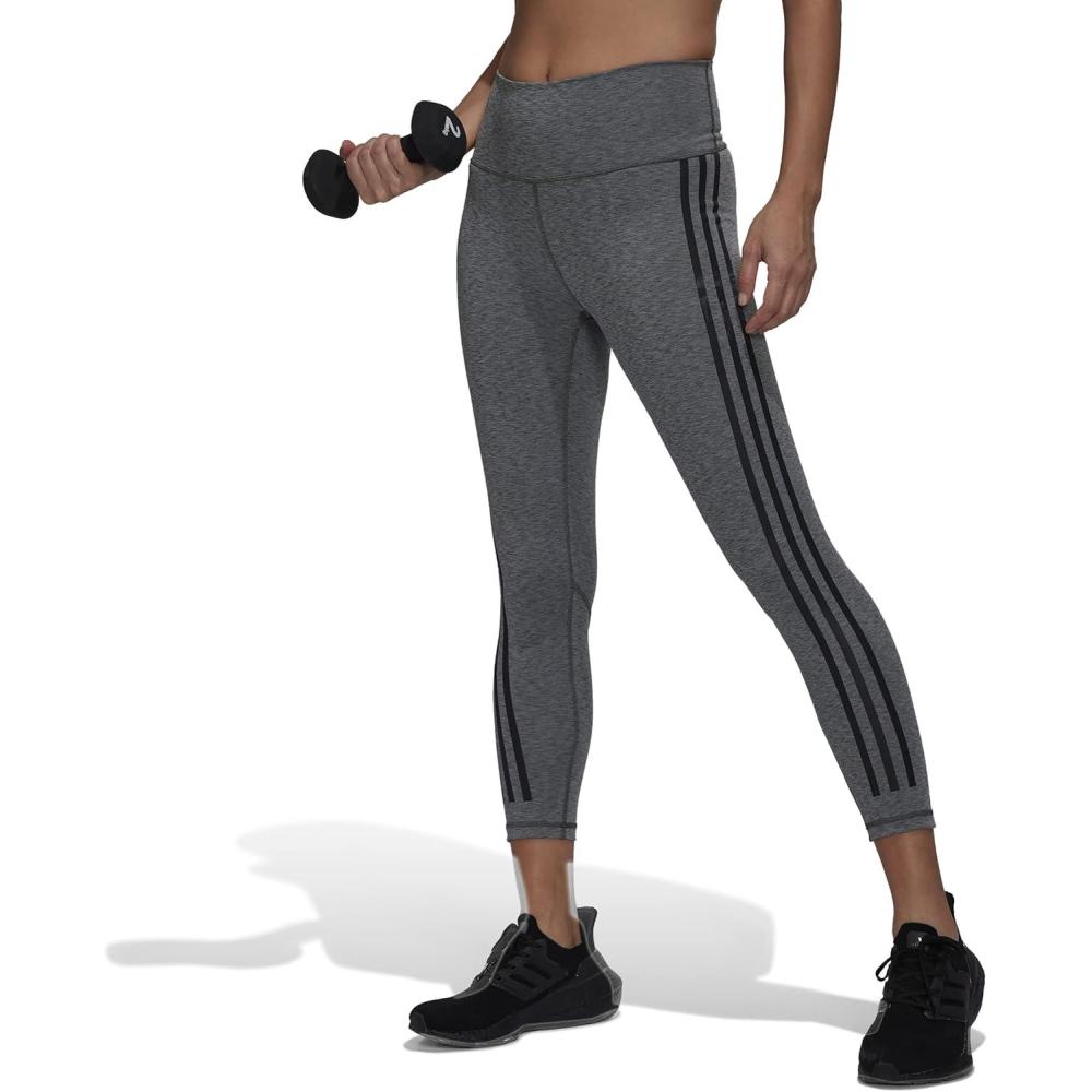image:imageadidas Womens Optime Trainicons 3Stripes 78 TightsDark Grey Heather