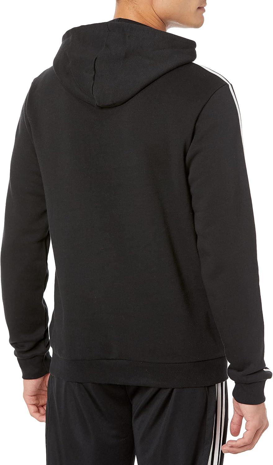 image:imageadidas Mens 3Stripes Fleece Hooded Sweatshirt BlackWhite 3XLargeTall