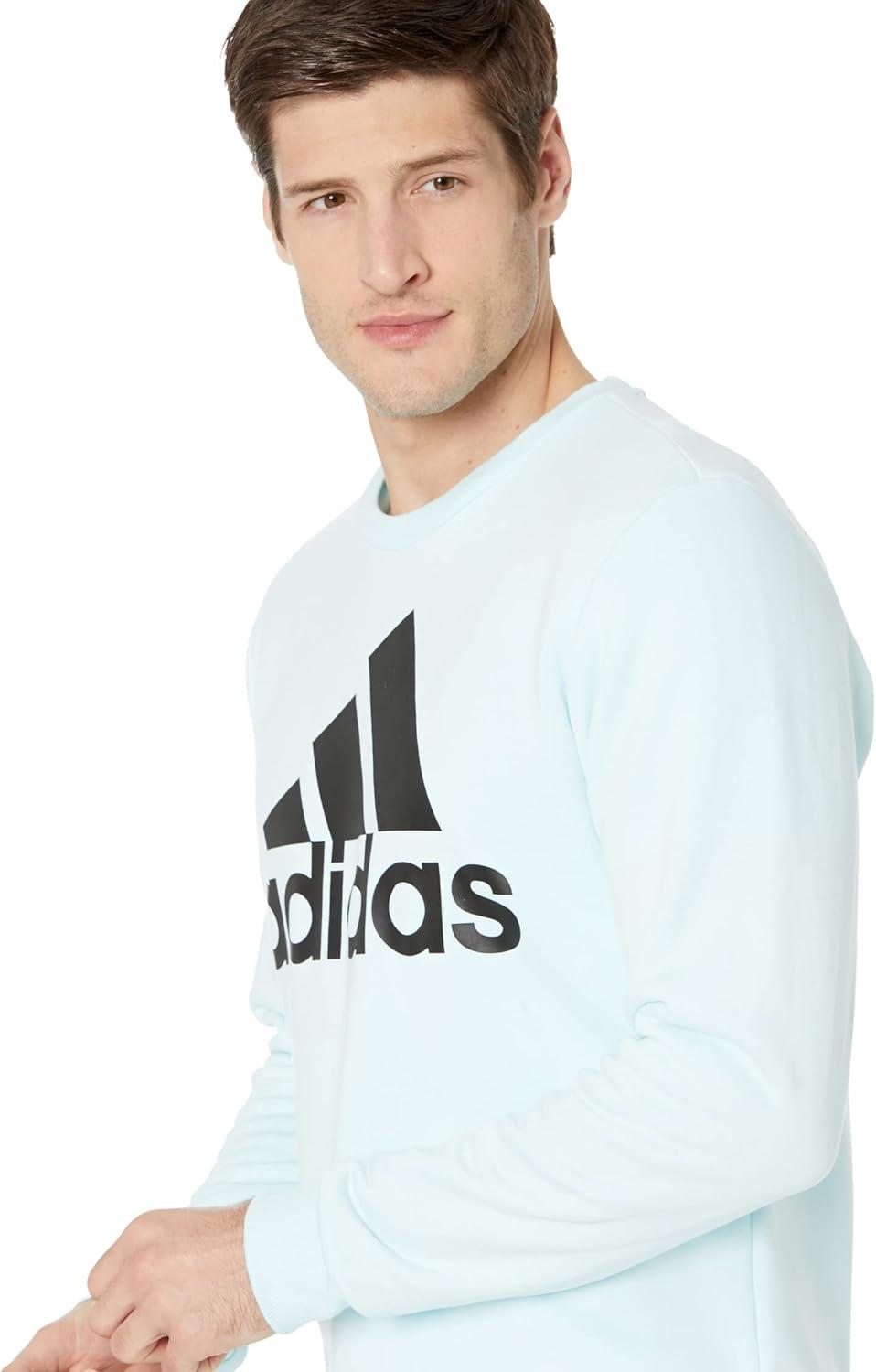 image:imageadidas Mens Essentials Fleece Crew Neck Sweatshirt Casual BlueAlmost BlueBlack