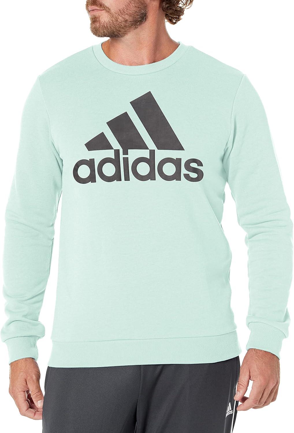 image:imageadidas Mens Essentials Fleece Crew Neck Sweatshirt Casual BlueAlmost BlueBlack