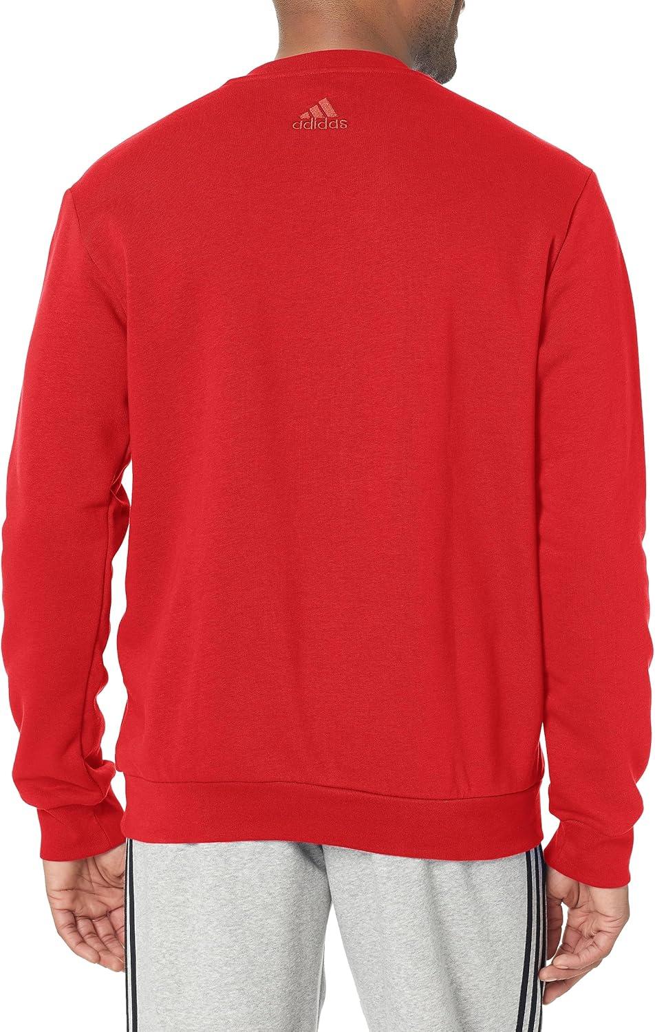 image:imageadidas Mens Essentials Fleece Crew Neck Sweatshirt Casual BlueBetter Scarlet