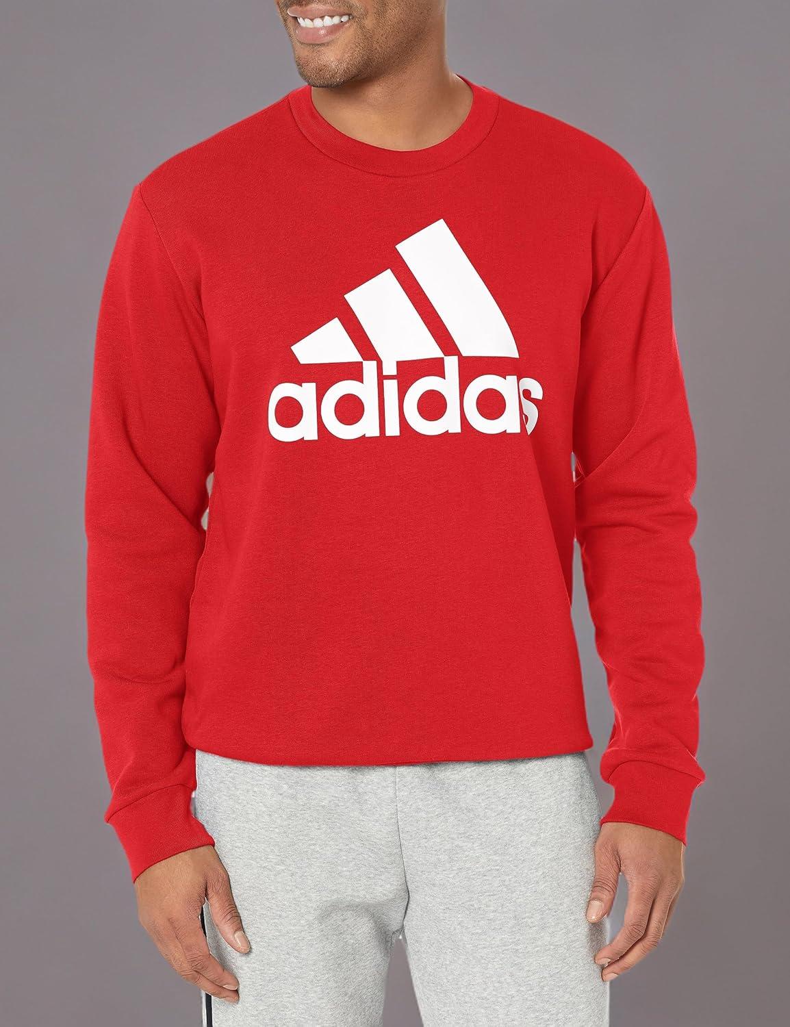 image:imageadidas Mens Essentials Fleece Crew Neck Sweatshirt Casual BlueBetter Scarlet