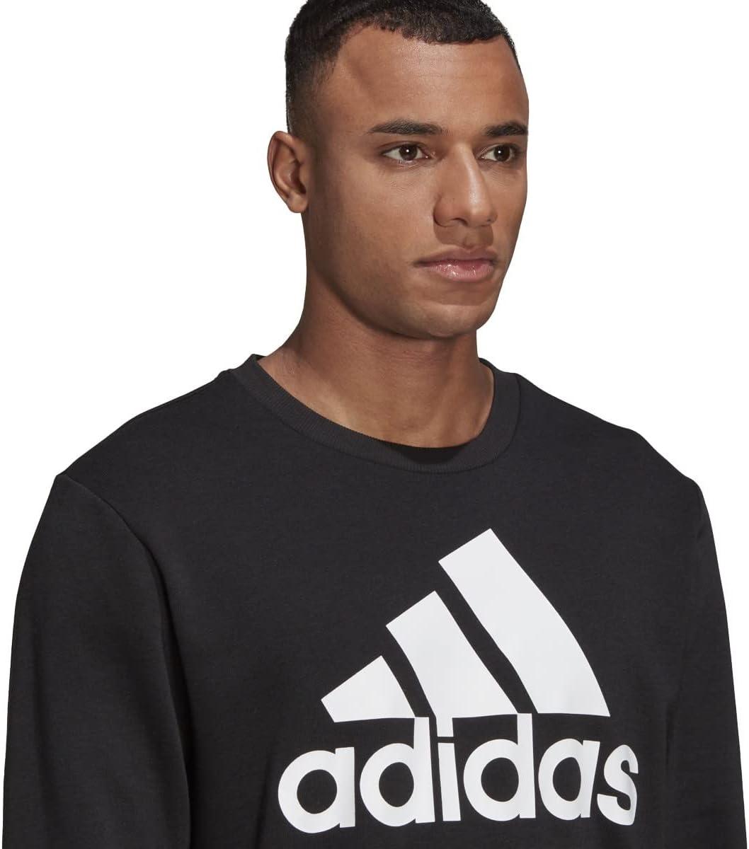 image:imageadidas Mens Essentials Fleece Crew Neck Sweatshirt Casual BlueBlackWhite