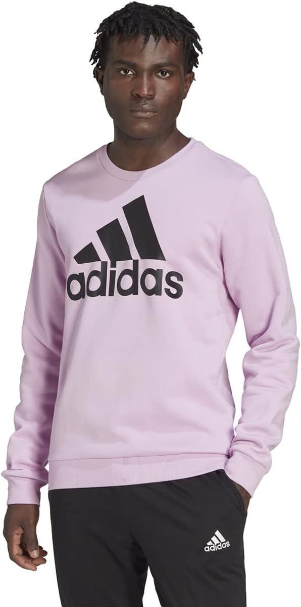 image:imageadidas Mens Essentials Fleece Crew Neck Sweatshirt Casual BlueBliss LilacBlack