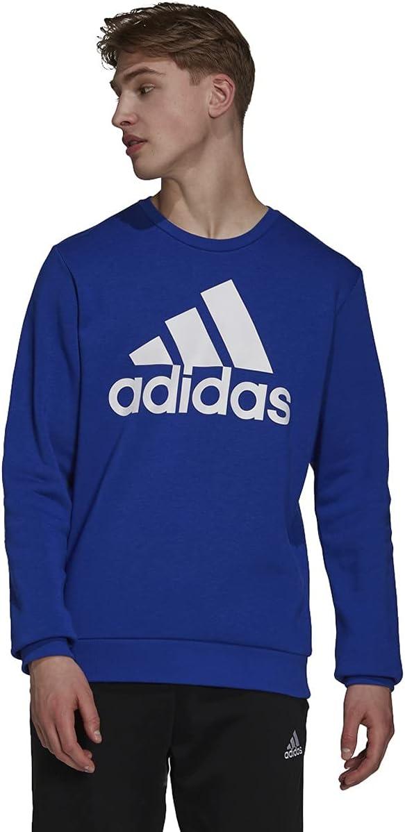 image:imageadidas Mens Essentials Fleece Crew Neck Sweatshirt Casual BlueBold BlueWhite