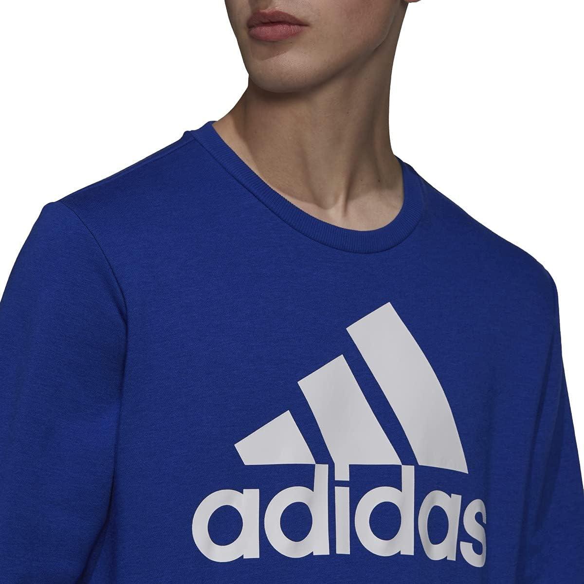image:imageadidas Mens Essentials Fleece Crew Neck Sweatshirt Casual BlueBold BlueWhite