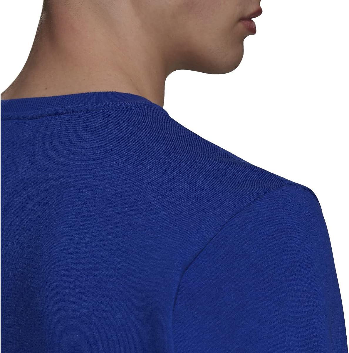image:imageadidas Mens Essentials Fleece Crew Neck Sweatshirt Casual BlueBold BlueWhite