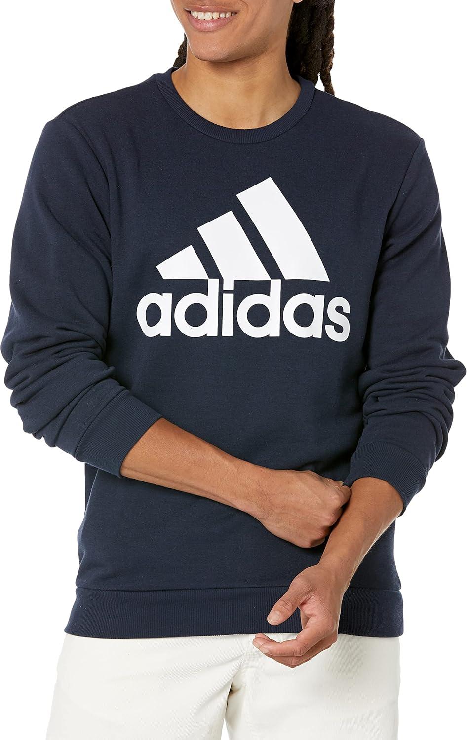 image:imageadidas Mens Essentials Fleece Crew Neck Sweatshirt Casual BlueInkWhite