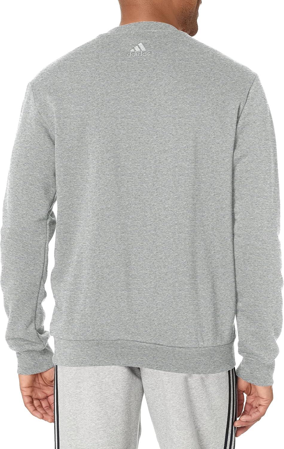 image:imageadidas Mens Essentials Fleece Crew Neck Sweatshirt Casual BlueMedium Grey Heather