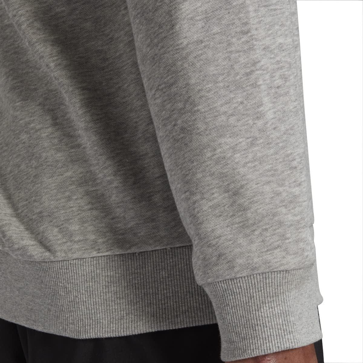 image:imageadidas Mens Essentials Fleece Crew Neck Sweatshirt Casual BlueMedium Grey HeatherBlack