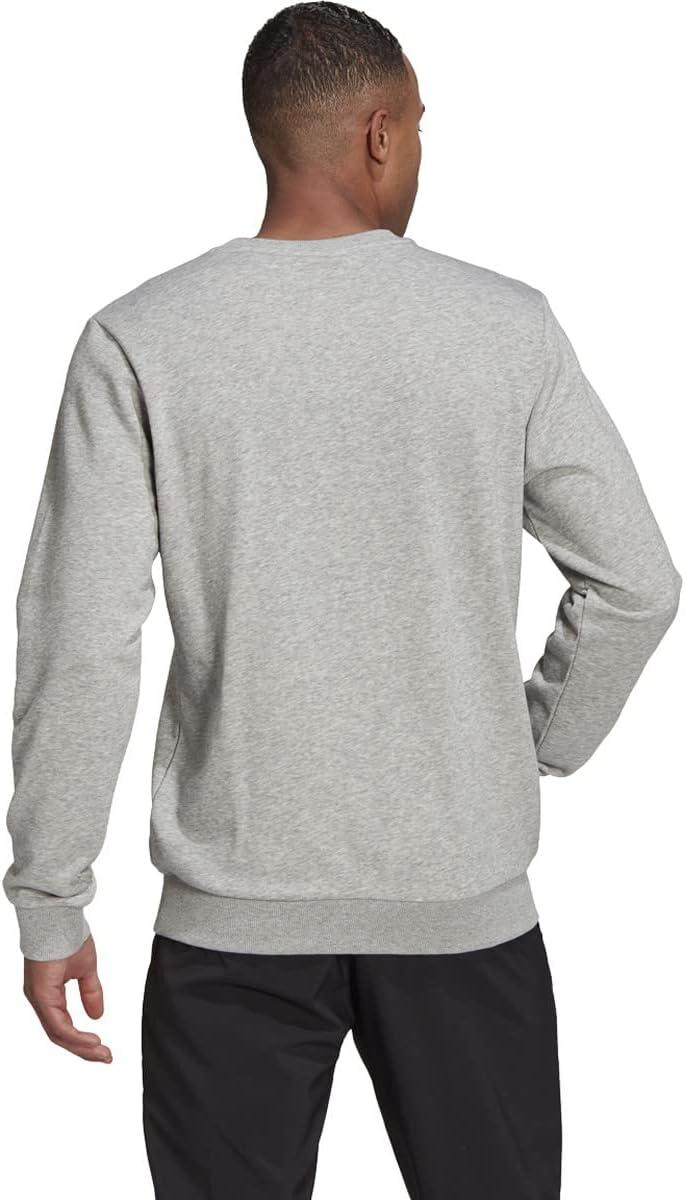 image:imageadidas Mens Essentials Fleece Crew Neck Sweatshirt Casual BlueMedium Grey HeatherBlack