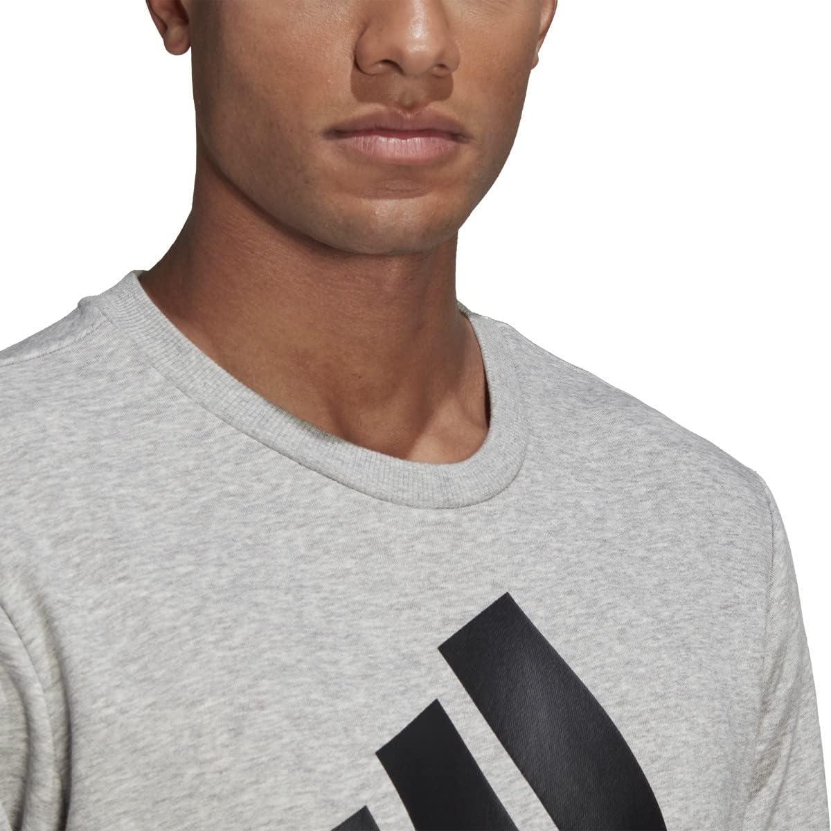 image:imageadidas Mens Essentials Fleece Crew Neck Sweatshirt Casual BlueMedium Grey HeatherBlack