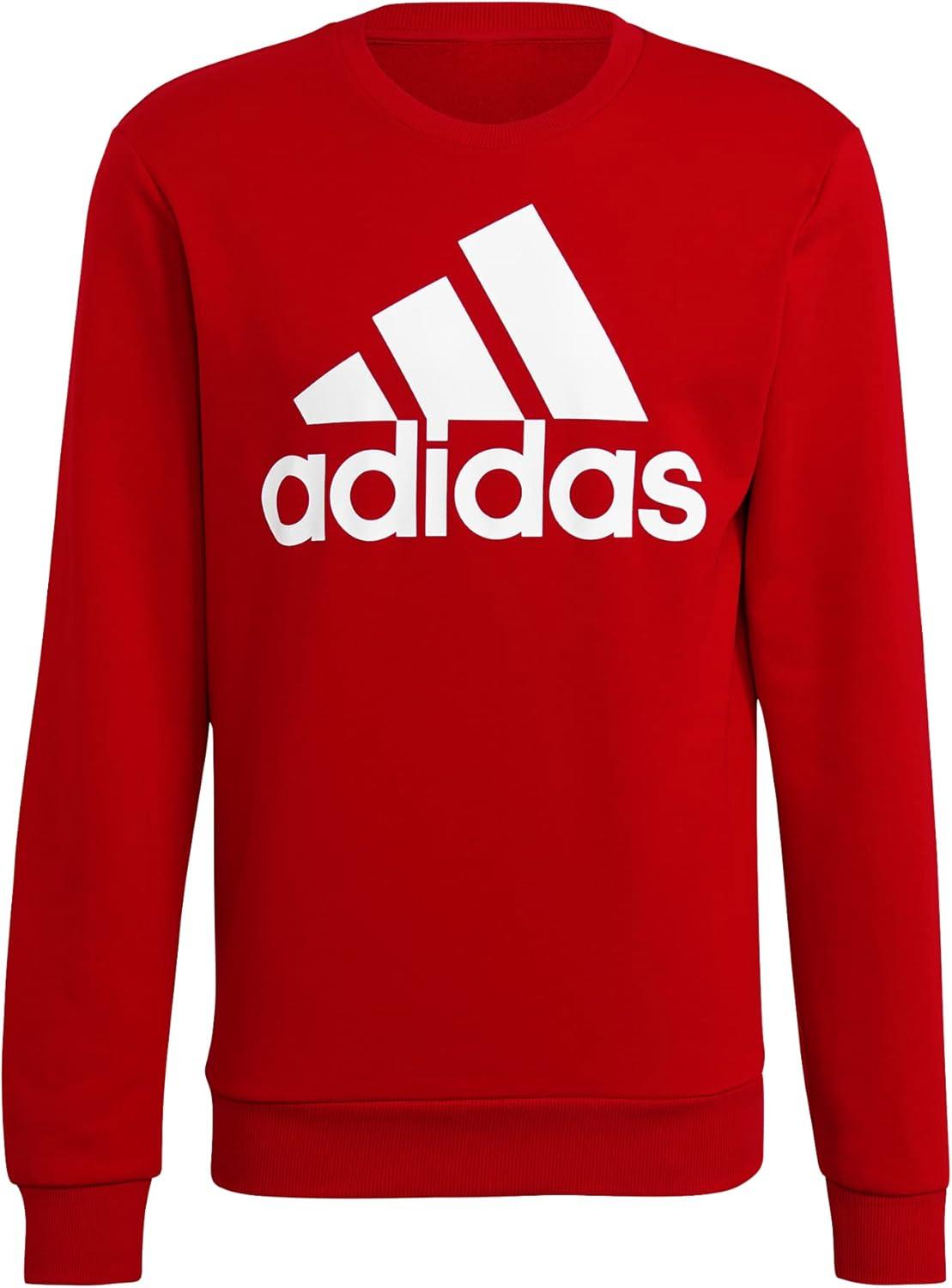 image:imageadidas Mens Essentials Fleece Crew Neck Sweatshirt Casual BlueScarletWhite