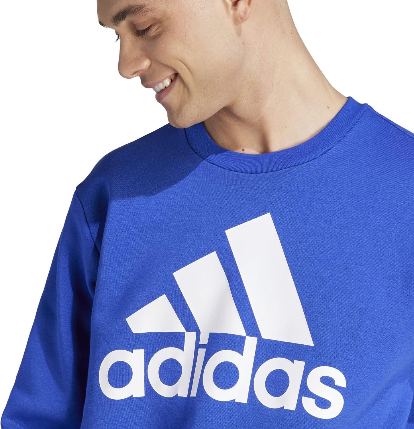 image:imageadidas Mens Essentials Fleece Crew Neck Sweatshirt Casual BlueSemi Lucid Blue