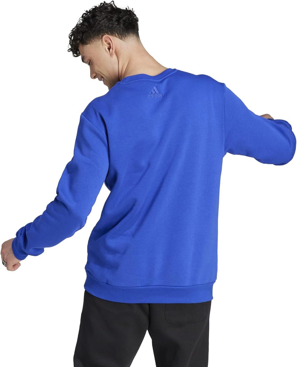 image:imageadidas Mens Essentials Fleece Crew Neck Sweatshirt Casual BlueSemi Lucid Blue