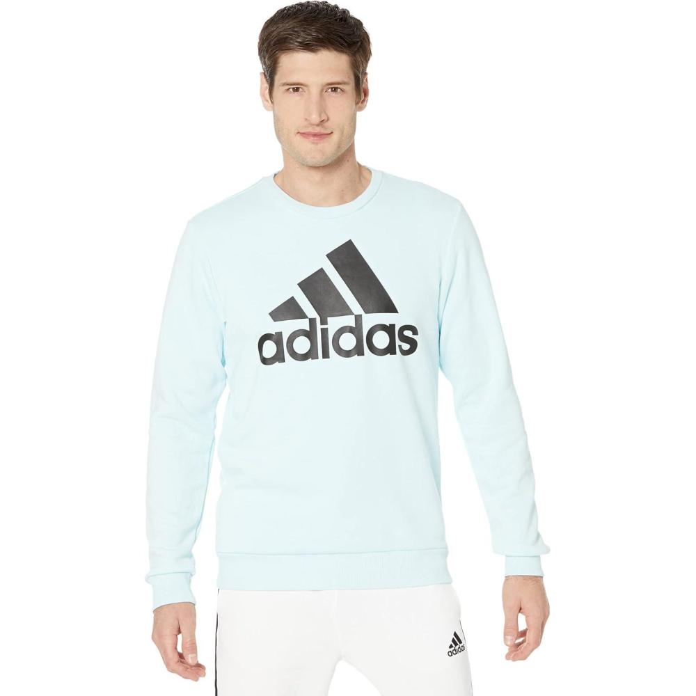 image:imageadidas Mens Essentials Fleece Crew Neck Sweatshirt Casual BlueAlmost BlueBlack
