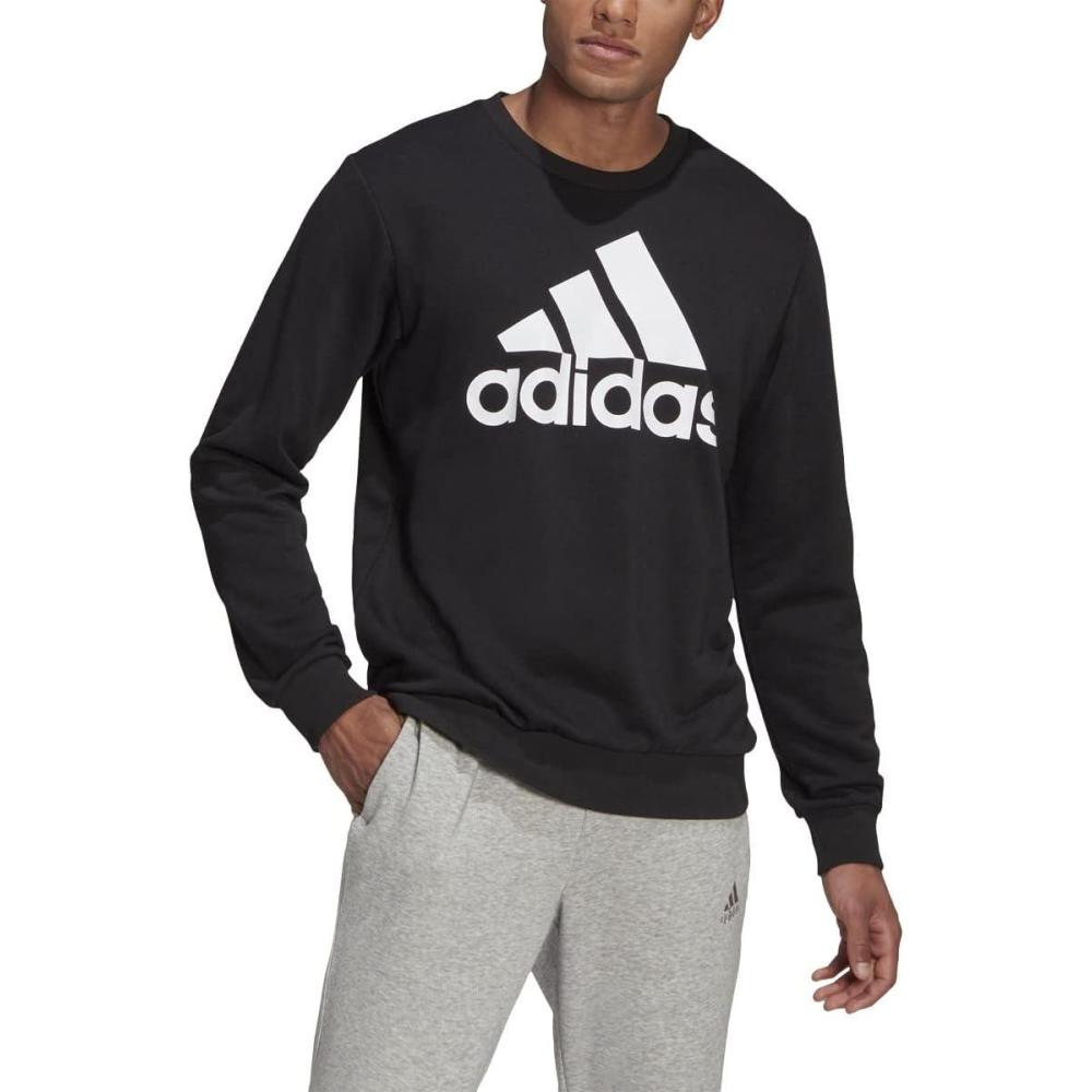 image:imageadidas Mens Essentials Fleece Crew Neck Sweatshirt Casual  BlueBlackWhite