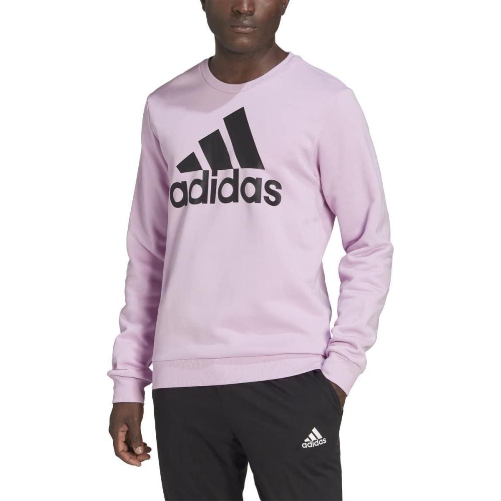 image:imageadidas Mens Essentials Fleece Crew Neck Sweatshirt Casual BlueBliss LilacBlack