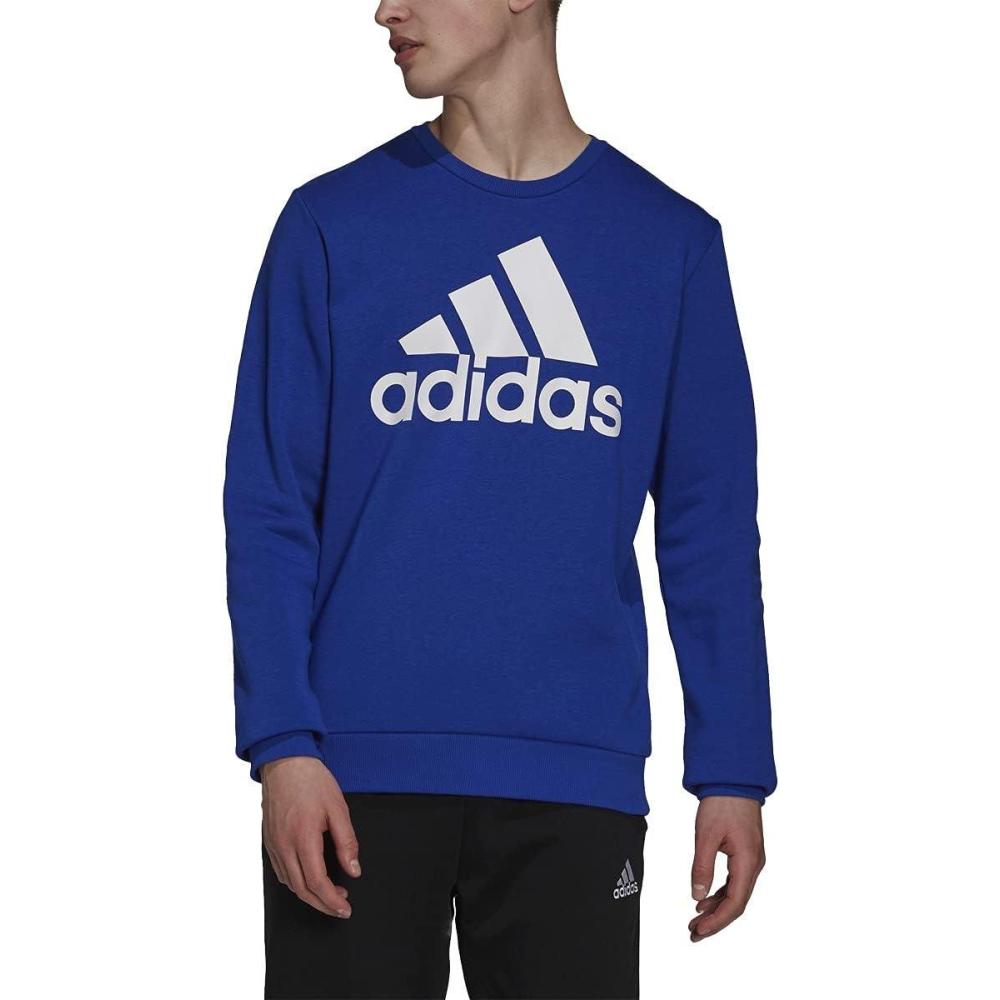 image:imageadidas Mens Essentials Fleece Crew Neck Sweatshirt Casual BlueBold BlueWhite