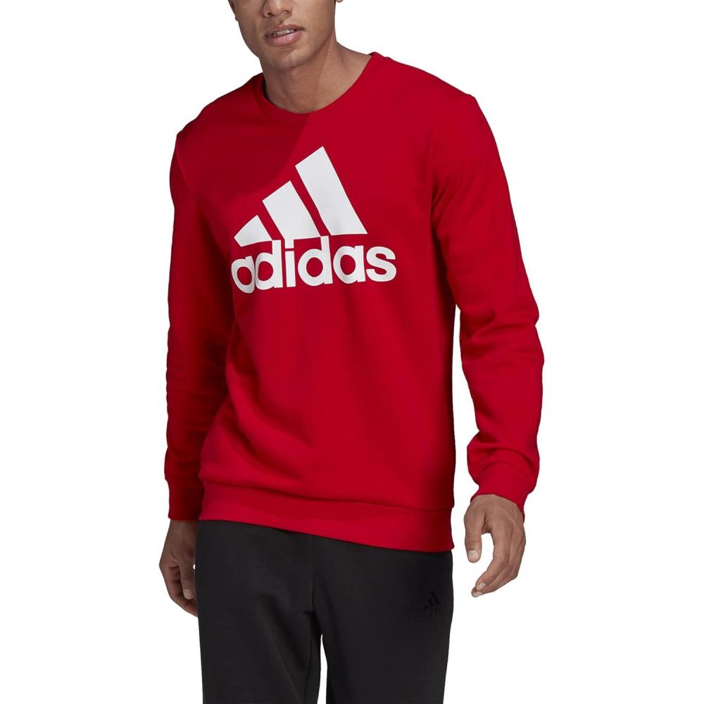 image:imageadidas Mens Essentials Fleece Crew Neck Sweatshirt Casual BlueScarletWhite