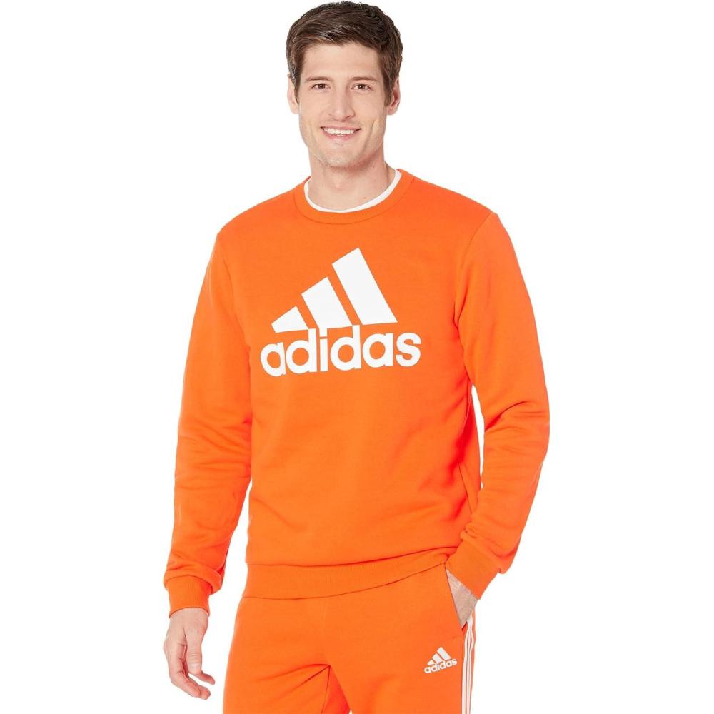 image:imageadidas Mens Essentials Fleece Crew Neck Sweatshirt Casual BlueSemi Impact OrangeWhite