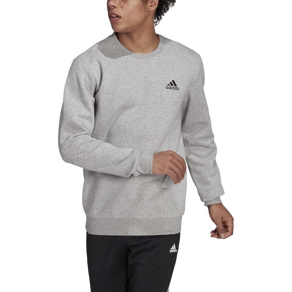 image:imageadidas Mens Essentials Fleece SweatshirtMedium Grey HeatherBlack