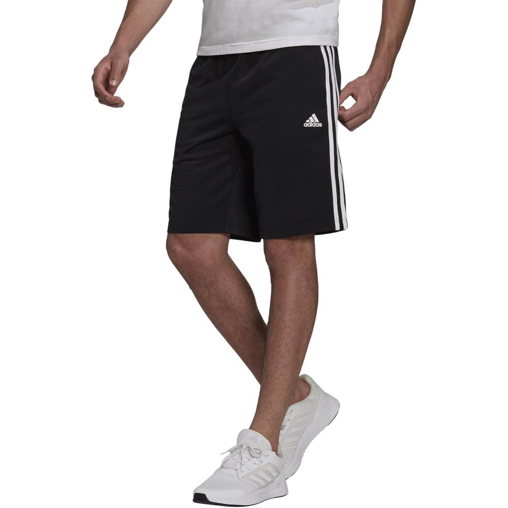 image:imageadidas Mens Primegreen Essentials WarmUp 3Stripes Shorts Casual Bottoms Casual Drawstring BlackBlackWhite