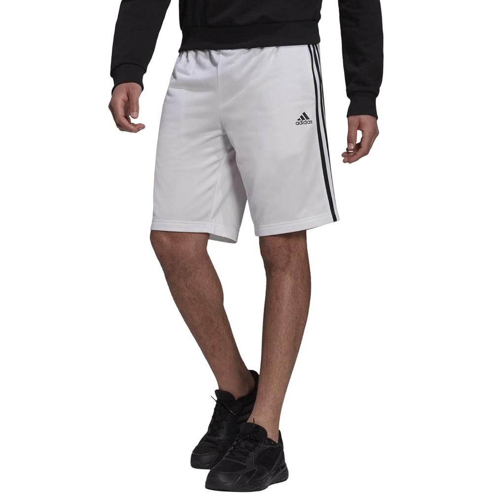 image:imageadidas Mens Primegreen Essentials WarmUp 3Stripes Shorts Casual Bottoms Casual Drawstring BlackWhiteBlack