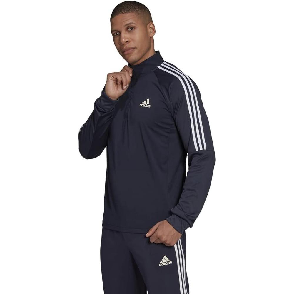 image:imageadidas mens Aeroready Sereno Cut 3stripes Slim 14zip Training TopJacketLegend Ink