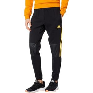 adidas Men’s Aeroready Sereno Slim Tapered-Cut 3-Stripes Track Pants(Black/Solar Gold)
