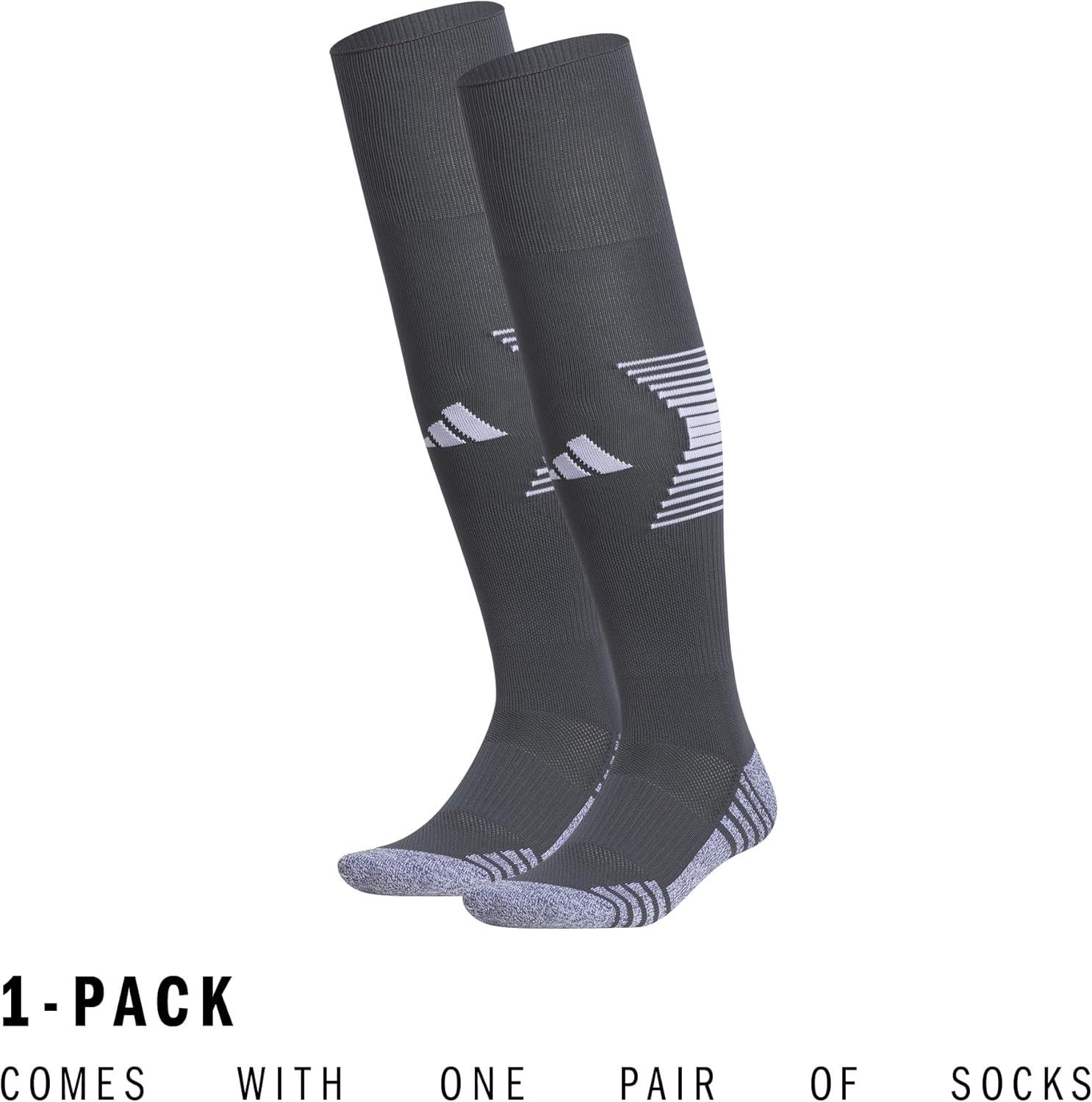 image:imageAdidas Unisex Team Speed Soccer Socks or Calf Sleeves 1 Pair OverTheCalf4Dark GreyWhite