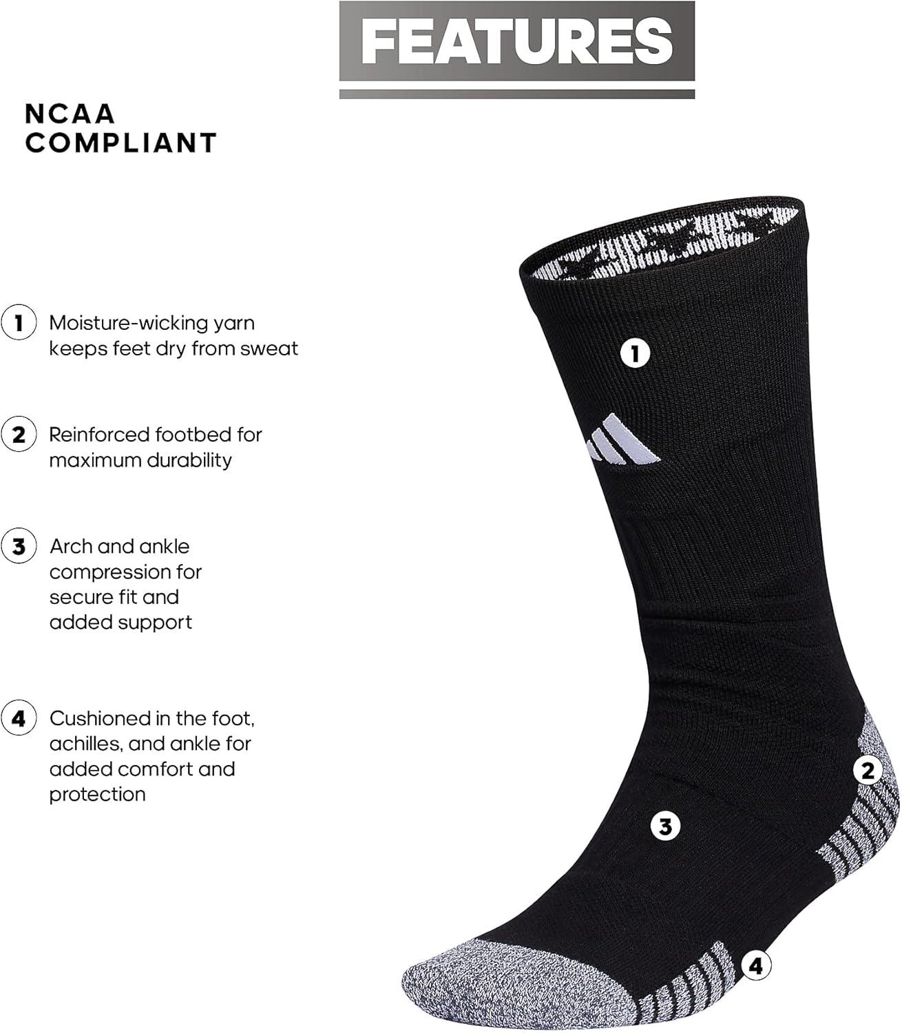 image:imageadidas Unisex 5Star Sports Crew Socks 1 Pair Multisport Grip or Regular2BlackWhite