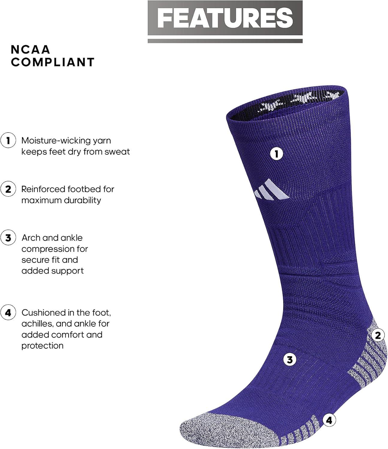 image:imageadidas Unisex 5Star Sports Crew Socks 1 Pair Multisport Grip or Regular2Team Collegiate PurpleWhite