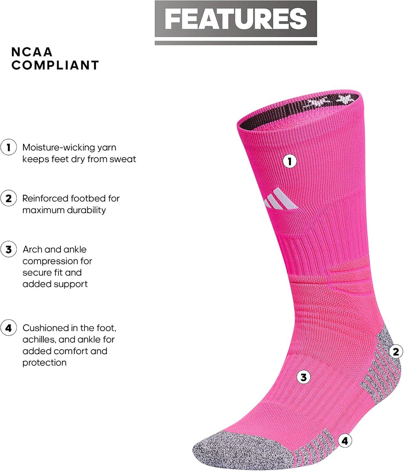 image:imageadidas Unisex 5Star Sports Crew Socks 1 Pair Multisport Grip or Regular2Team Shock PinkWhite