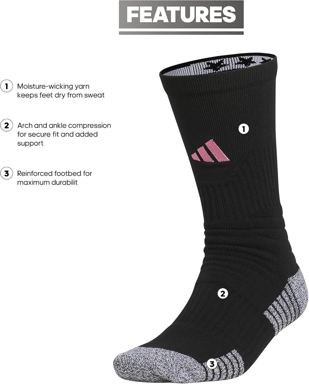 image:imageadidas Unisex 5Star Sports Crew Socks 1 Pair Multisport Grip or RegularBlackEasy Pink