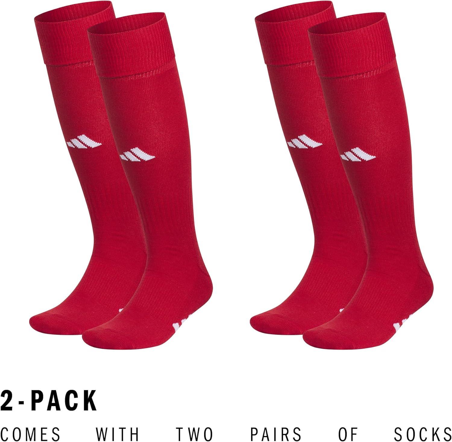 image:imageadidas Unisex Rivalry Soccer Socks 2 Pairs OvertheCalf2Team Power RedWhite