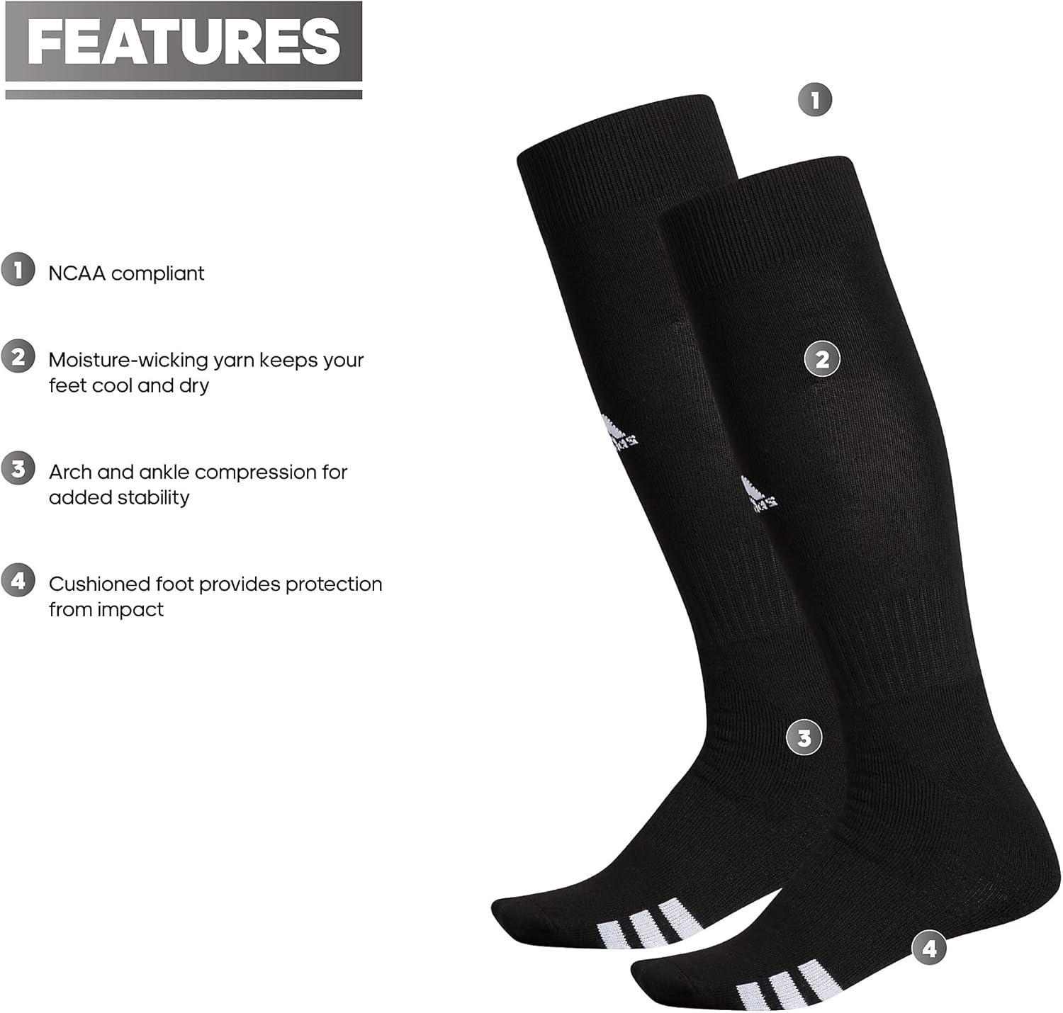 image:imageadidas Unisex Rivalry Sports Socks 2 Pairs Multisport OvertheCalf1BlackWhite