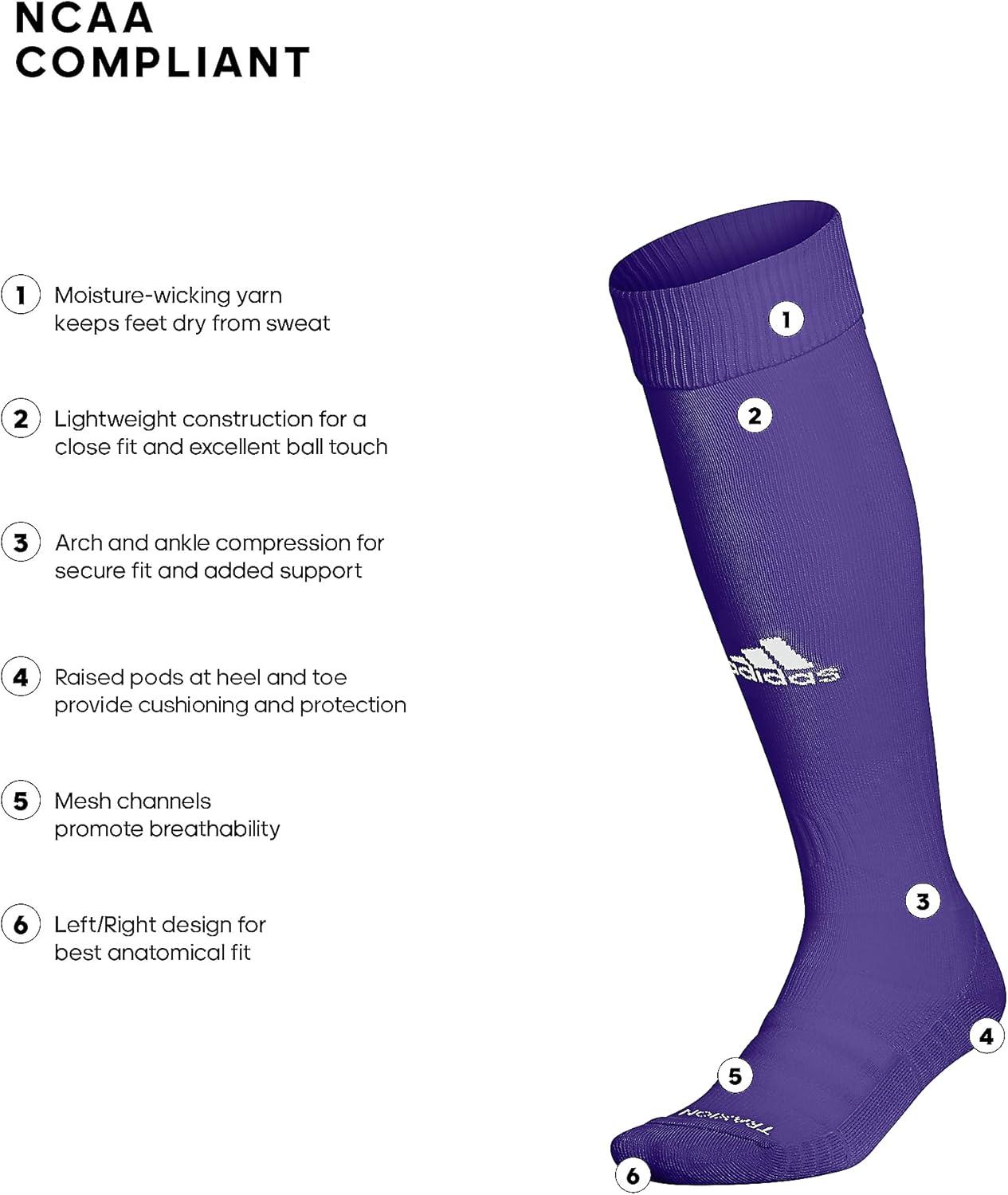 image:imageadidas Unisex Team Speed Soccer Socks Or Calf Sleeves 1 Pair OverthecalfCollegiate PurpleSand BeigeWhite