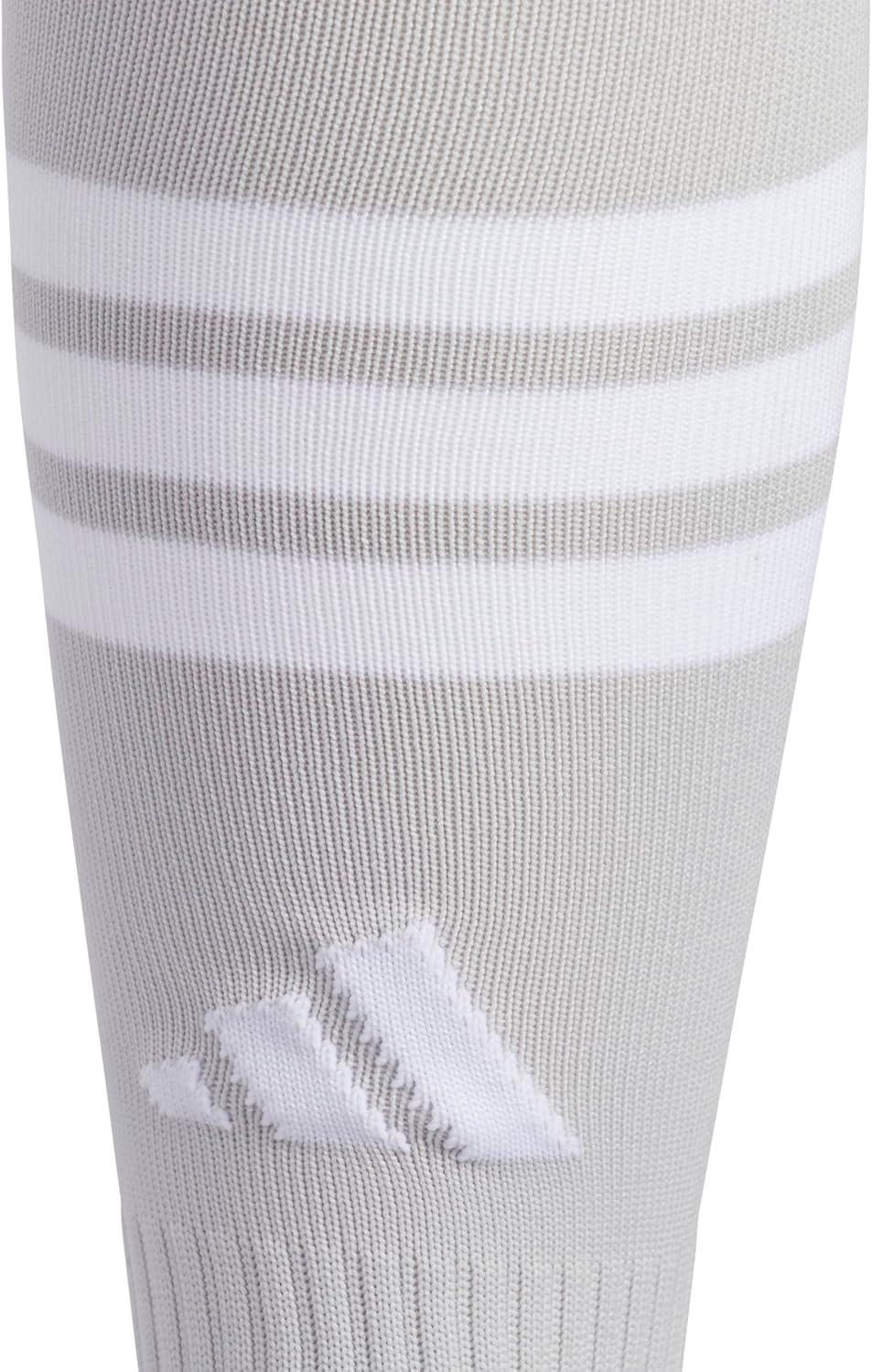 image:imageadidas unisex 3stripe Hoop Soccer Socks 1pair With Arch Compression for a Secure FitLight Grey 2White