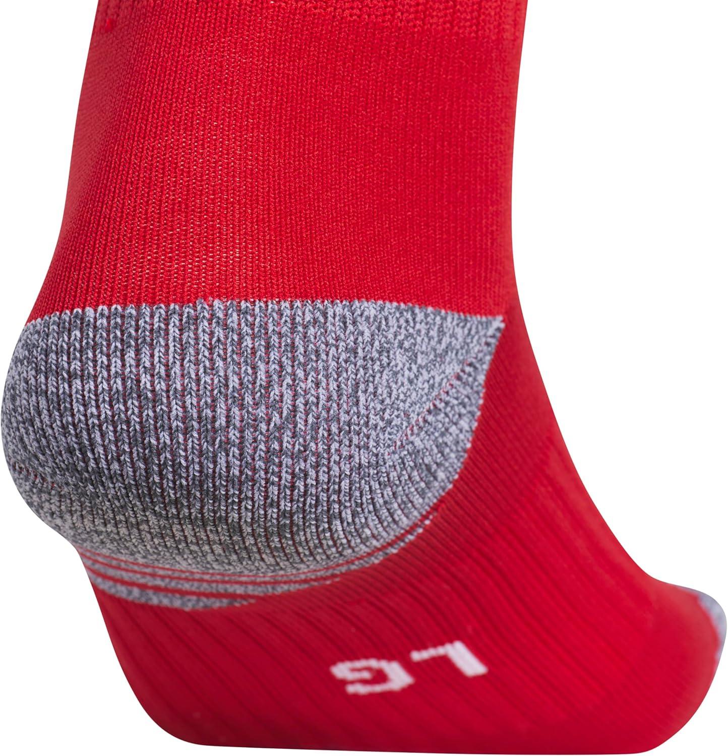 image:imageadidas unisex 3stripe Hoop Soccer Socks 1pair With Arch Compression for a Secure FitPower Red 2White