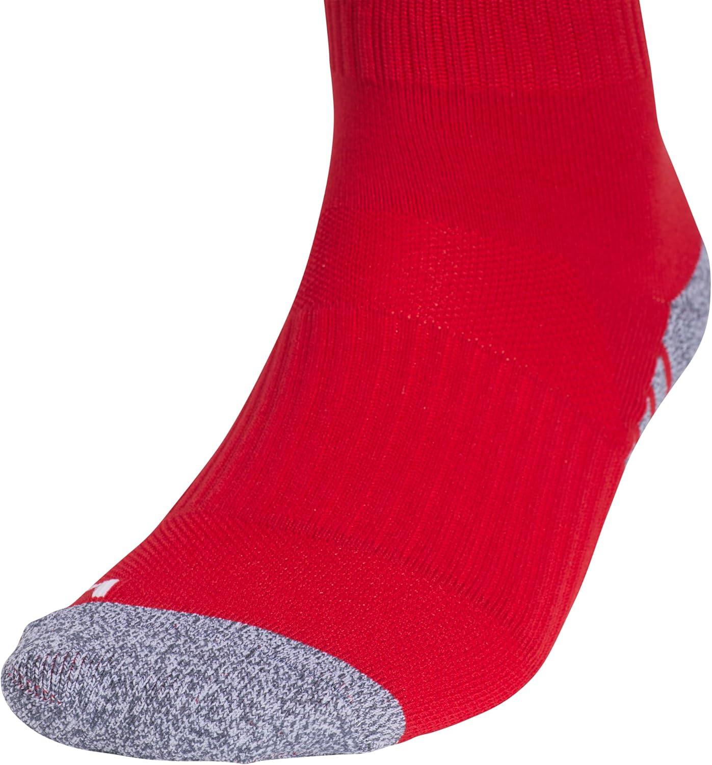 image:imageadidas unisex 3stripe Hoop Soccer Socks 1pair With Arch Compression for a Secure FitPower Red 2White