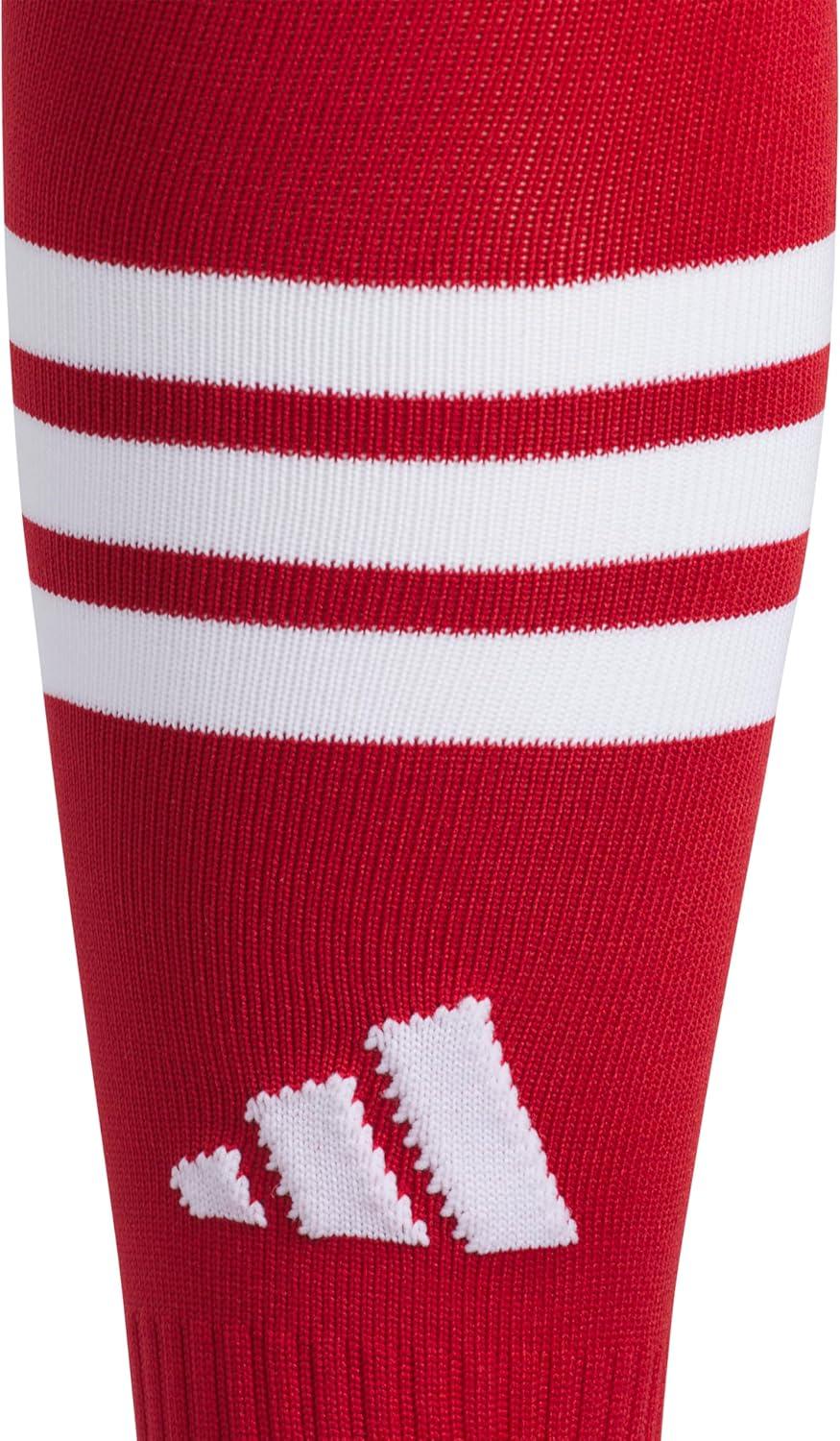 image:imageadidas unisex 3stripe Hoop Soccer Socks 1pair With Arch Compression for a Secure FitPower Red 2White