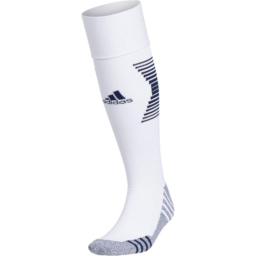image:imageadidas Unisex Team Speed Soccer Socks Or Calf Sleeves 1 Pair OverthecalfWhiteTeam Navy Blue