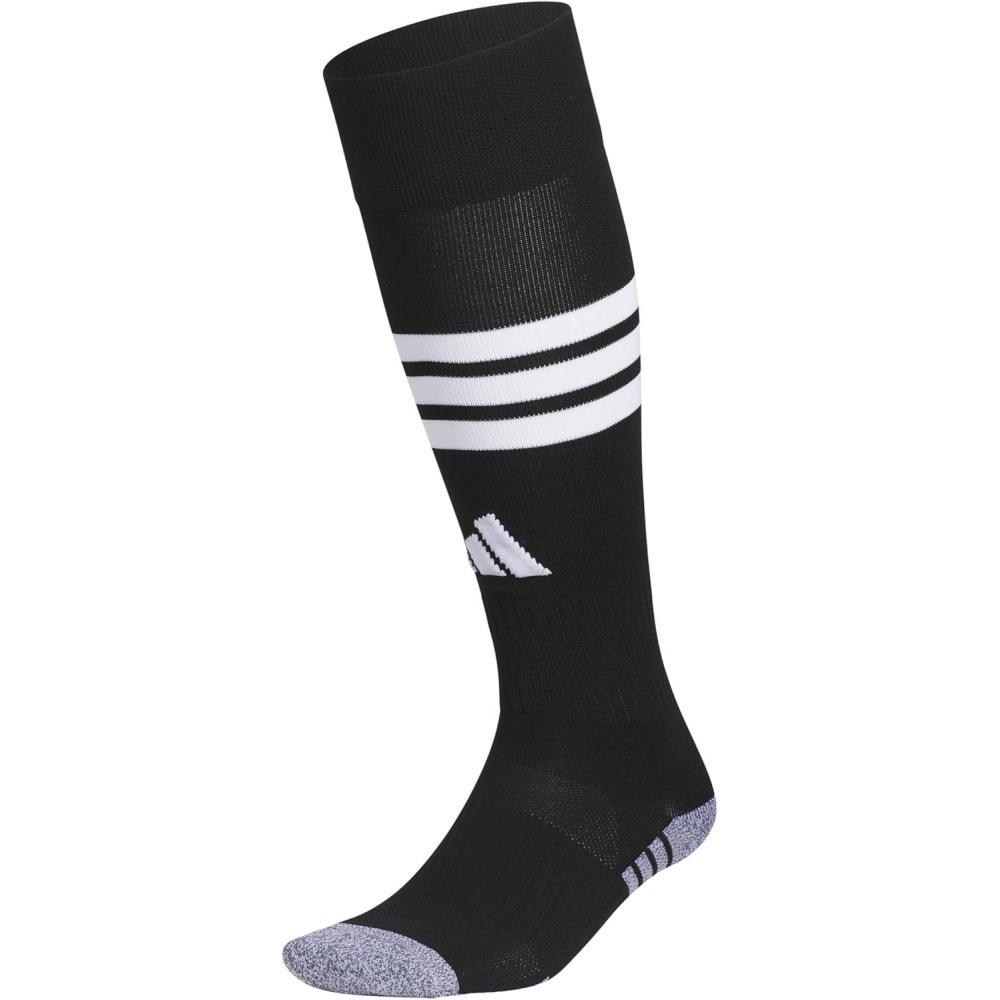image:imageadidas unisex 3stripe Hoop Soccer Socks 1pair With Arch Compression for a Secure FitBlack 2White
