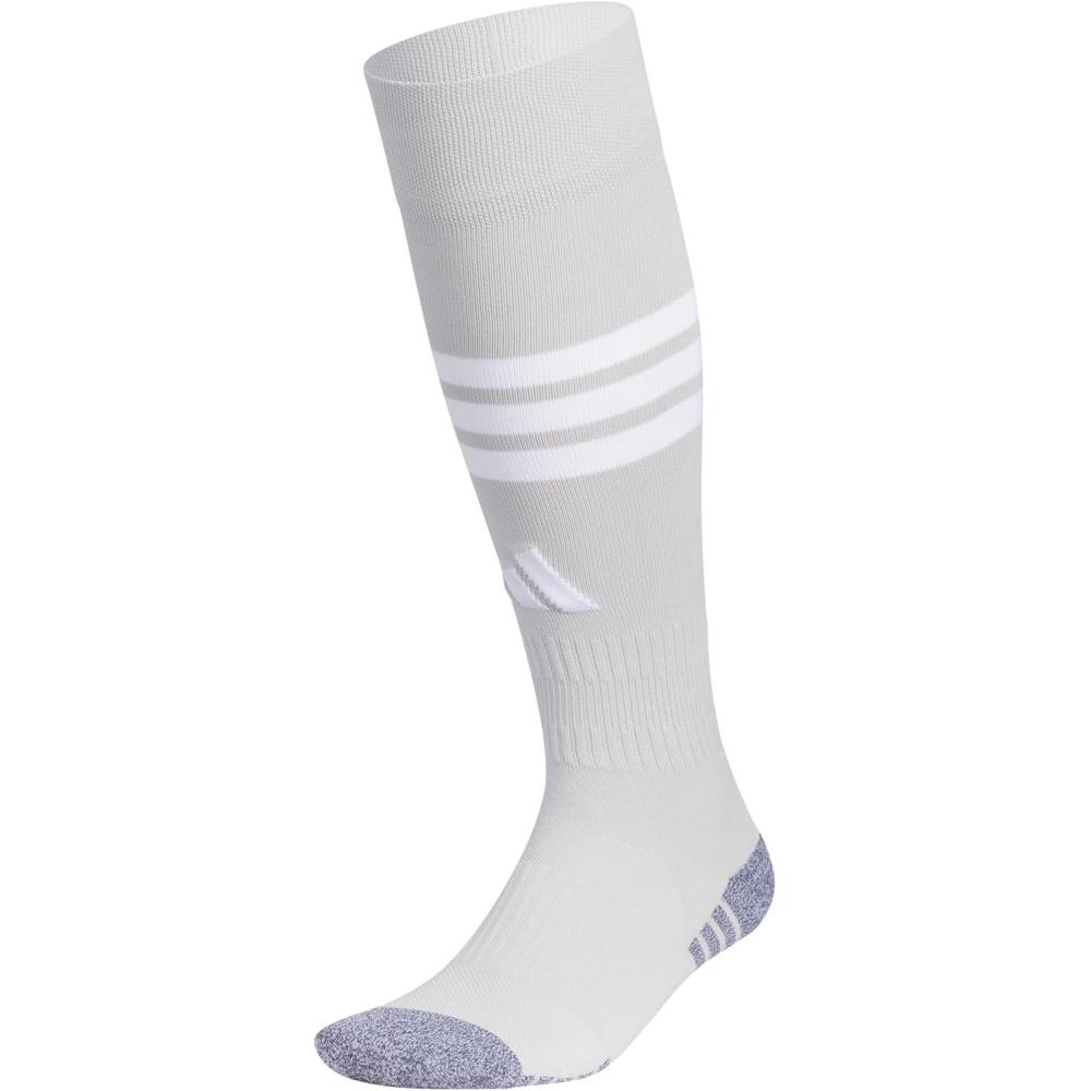 image:imageadidas unisex 3stripe Hoop Soccer Socks 1pair With Arch Compression for a Secure FitLight Grey 2White