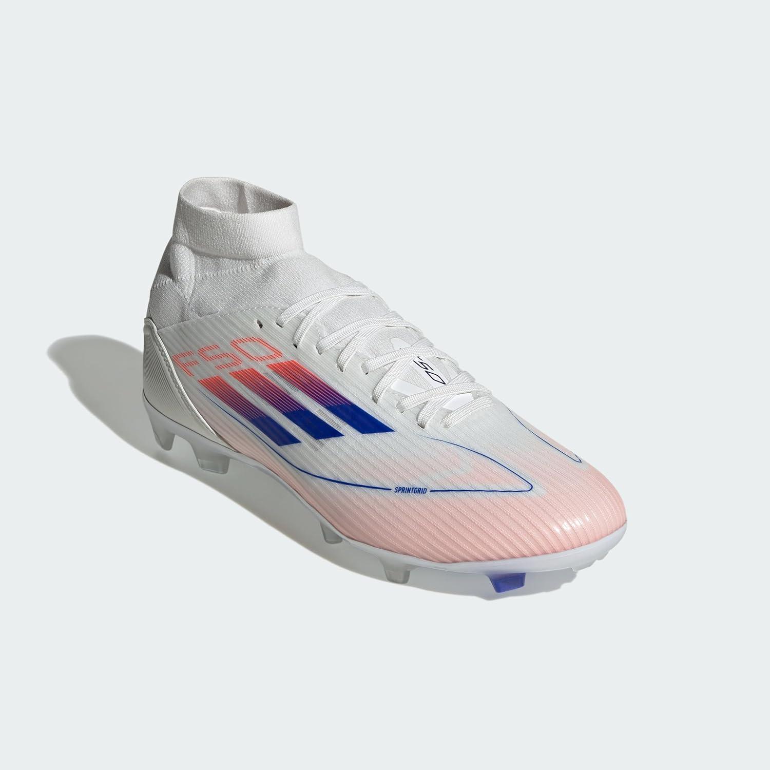 image:imageAdidas Womens F50 League Mid Top FirmMulti GroundCloud White Lucid Blue Solar Red