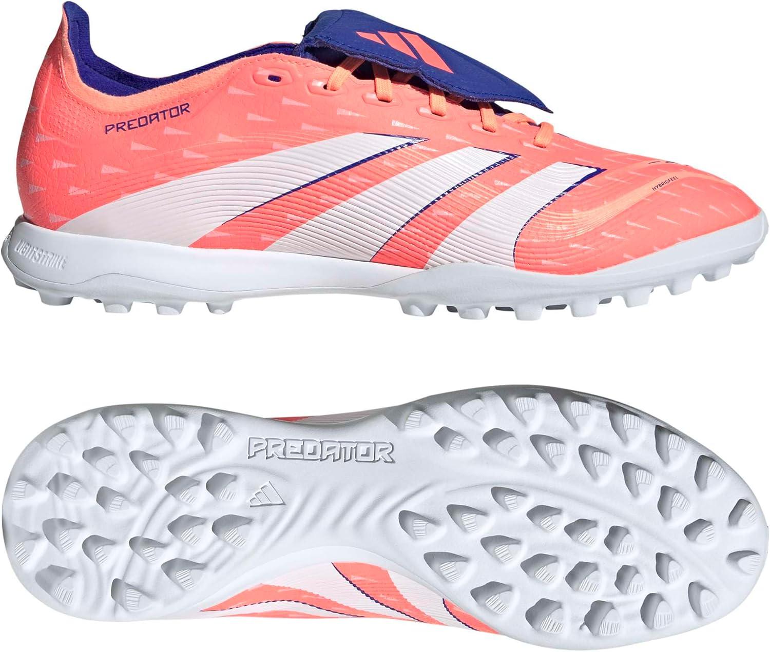 image:imageadidas League FoldOver Tongue Turf Soccer Cleats Black White YellowSignal CoralWhiteBeam Orange